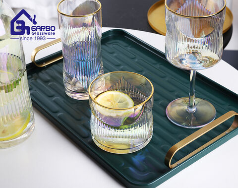 high-end hand blown with golden rim glass tumblers