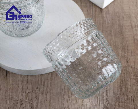 Machine-made 6oz cheap factory line embossed glass drinking cup for home use