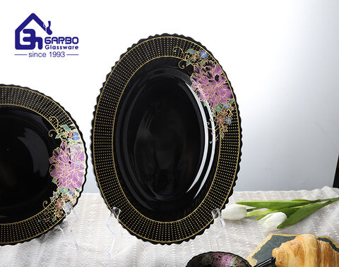 Hot sale 33pcs black opal glass dinnerware set factory supplier