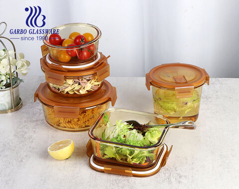 Amber color glass bowl food container for daily use