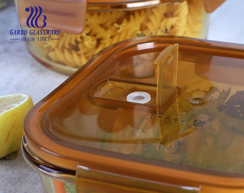 Amber color glass bowl food container for daily use