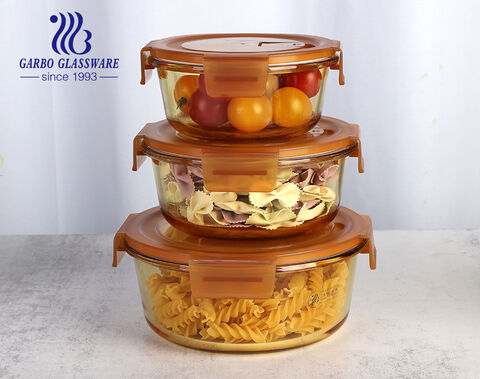 Amber color glass bowl food container for daily use