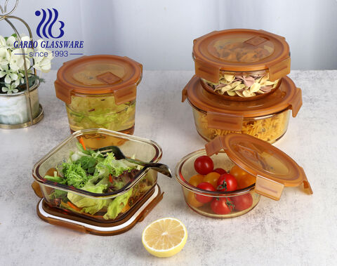 Amber color glass bowl food container for daily use