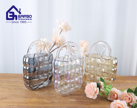 Fashion element- handmade glass vase in handbag style