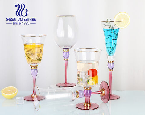 High end Scented cup glass stemware with colored stem