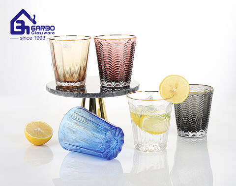 high-end luxury glassware with spray color and real gold rim