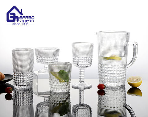 11oz new designs handmade embossed crystal glass water drinking cup with engraved dot design