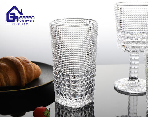 11oz new designs handmade embossed crystal glass water drinking cup with engraved dot design