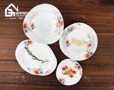 New arrival wholesale white opal glass dinnerware set factory