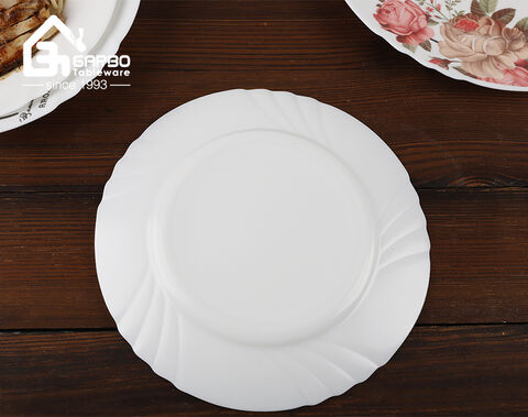 high quality white opal plate with elegant flower decal