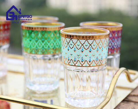 Luxury decal glass tea cup for France and Morocco market