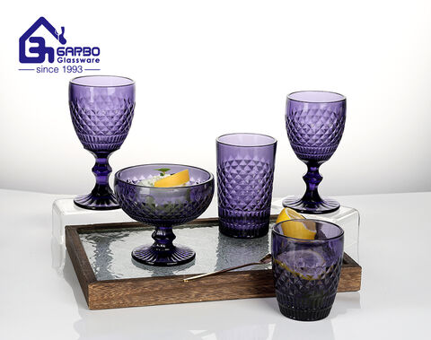 Hot sale purple solid color glass cup safe for dishwasher