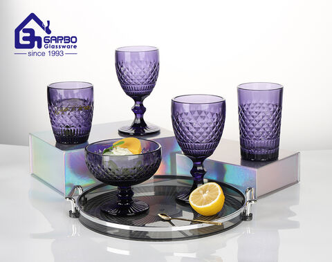 Factory direct solid color glassware with engraved design