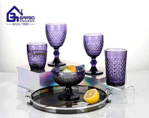 Factory direct solid color glassware with engraved design