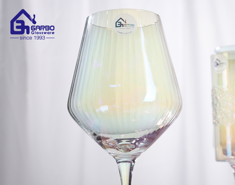 Ion plating hand blown wine goblet juice stemware for bar