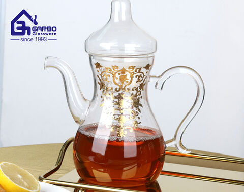 Luxury glass tea pot and glass cup for Arab and Dubai market