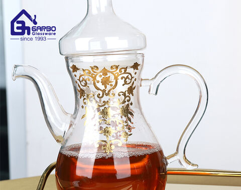 Luxury glass tea pot and glass cup for Arab and Dubai market