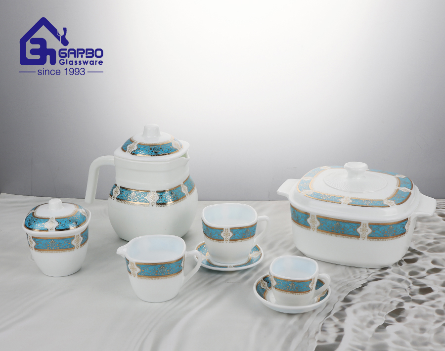 Hot sale white opal dinner set with Fully surrounded decal