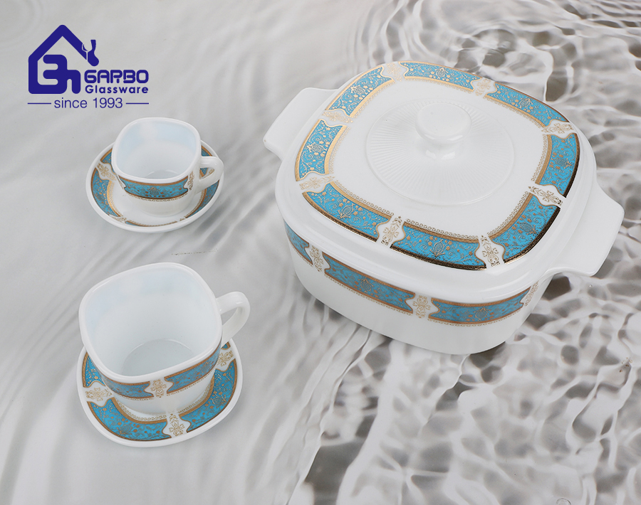 Hot sale white opal dinner set with Fully surrounded decal