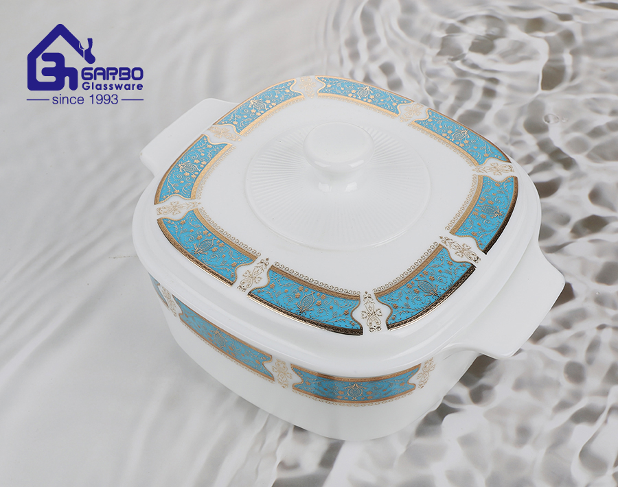 Hot sale white opal dinner set with Fully surrounded decal