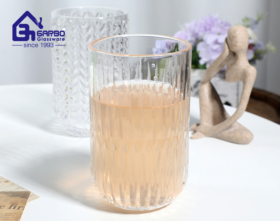 Ensemble de tasses en verre à design gravé pour jus d'eau La Chine fournit des verres à boire