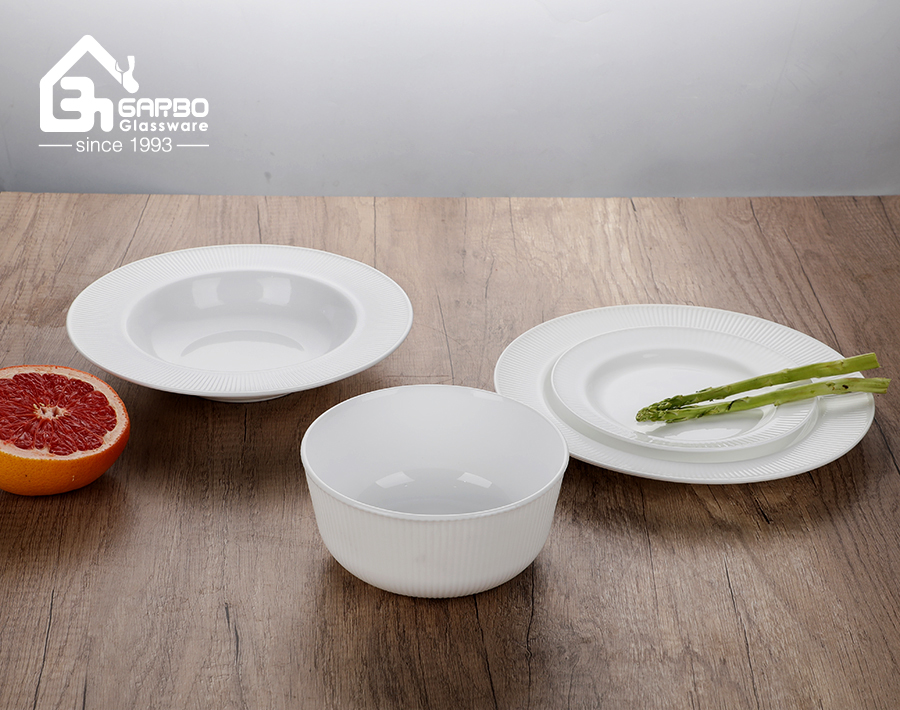 popular high quality white opal glass dinner sets with new design