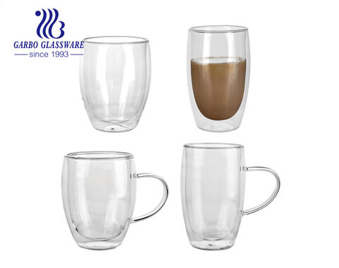 280ML machine-made high borosilicate double wall tea coffee glass mug