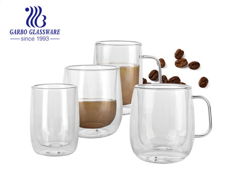 280ML machine-made high borosilicate double wall tea coffee glass mug