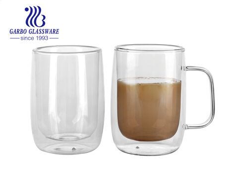 280ML machine-made high borosilicate double wall tea coffee glass mug