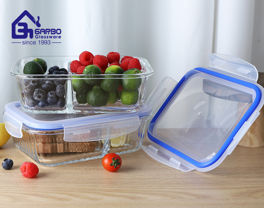 High-borosilicate 1000ml big size machine-made food container with separation