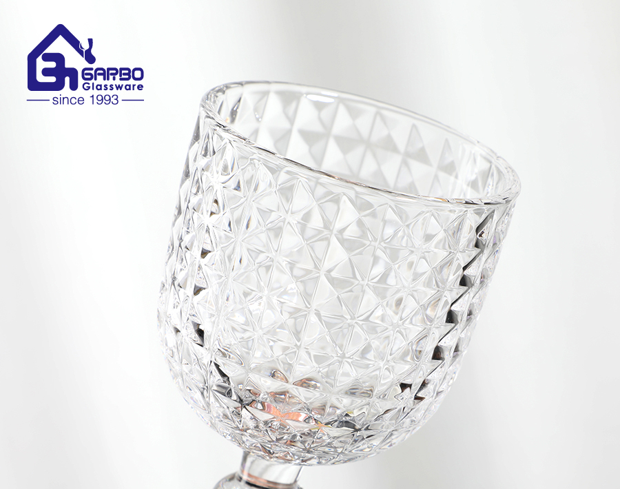 245ml high quality classic engraved pattern design glass goblet 