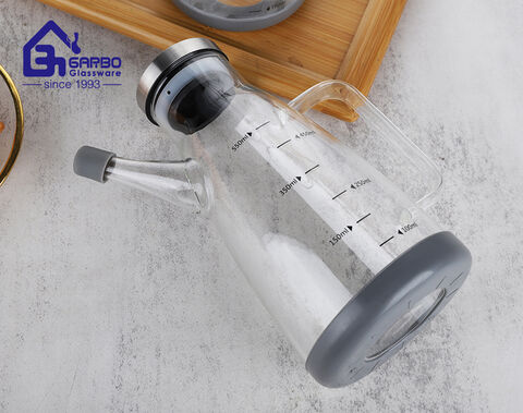 870ML handmade high borosilicate glass oil bottle with spout and capacity mark