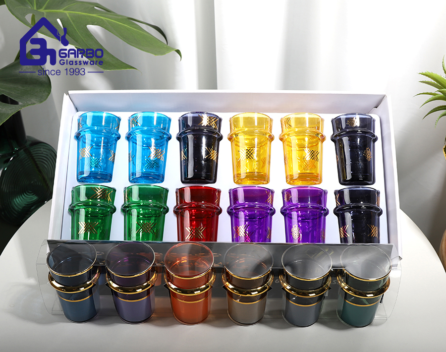 Hot sale Spray color Morocco style elegant glass tea cup