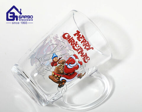 220ml hot sale Christmas series glass mug elegant glass cup