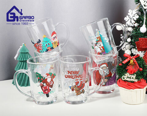 220ml hot sale Christmas series glass mug elegant glass cup