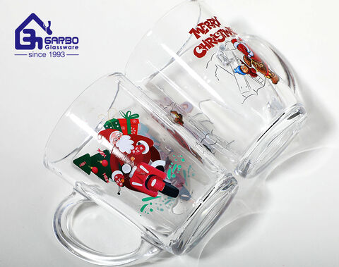 220ml hot sale Christmas series glass mug elegant glass cup