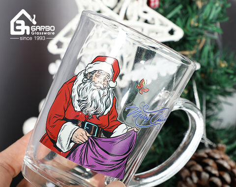 Christmas design glass cup classic mug for holiday gift items