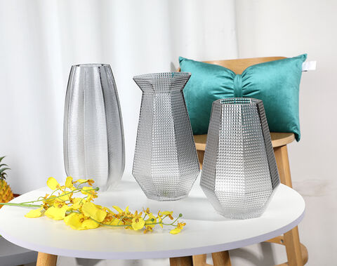 high-end elegant glass vase smoky grey flower vase table decor