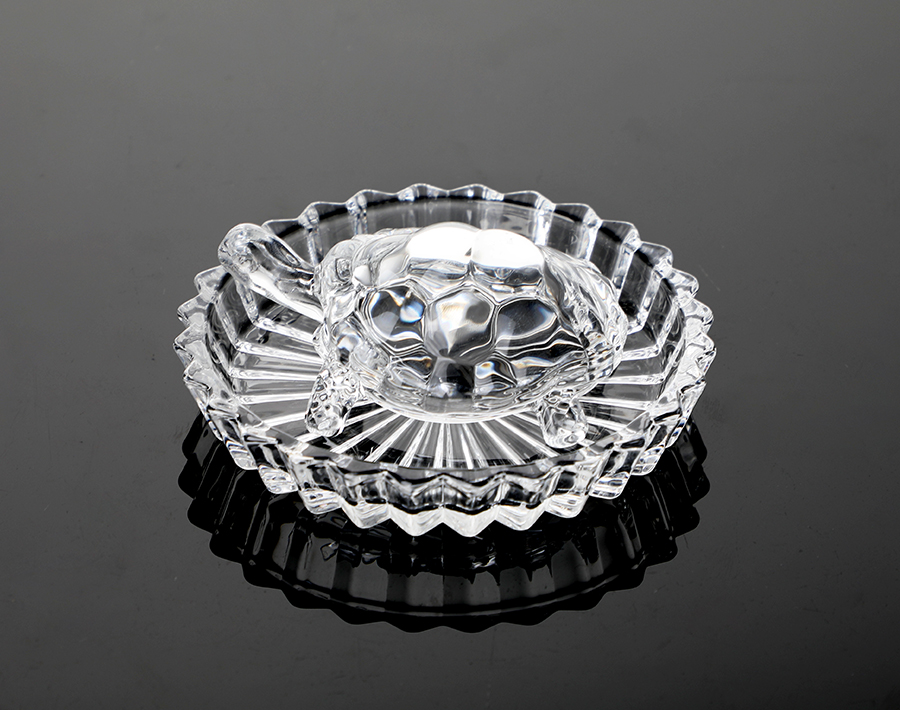 Three sizes crystal clear glass turtle with ashtray for wholesale