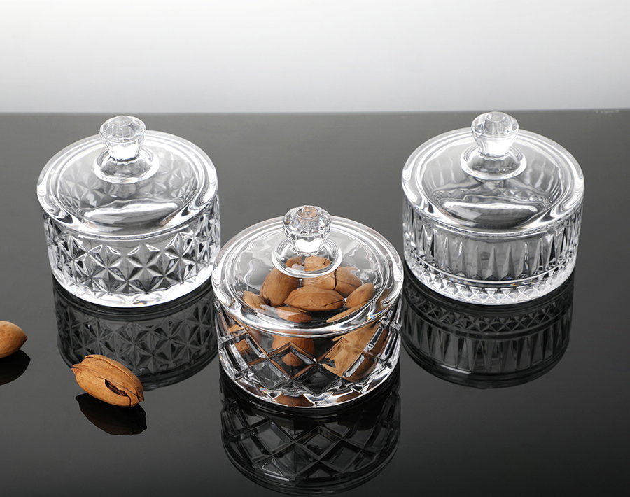 high quality hot sale glass candy bowl fruit cookie holder with lid