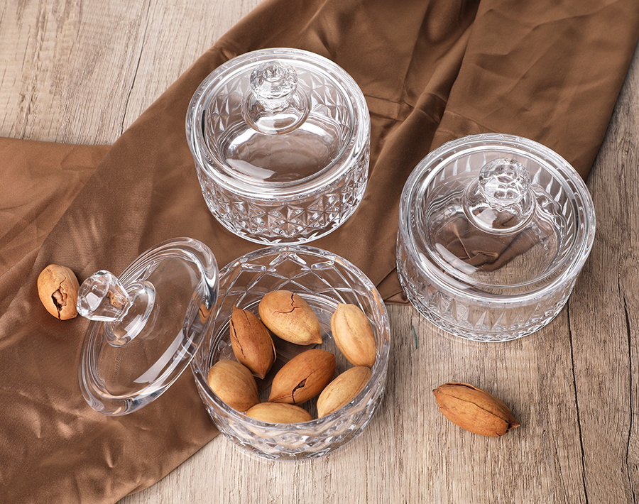 Bol à bonbons en verre de haute qualité avec couvercle, porte-biscuits aux fruits