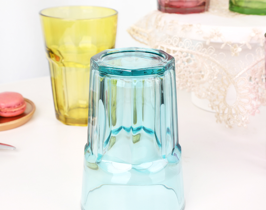 Glass cup factory available 440ml rock glass cup with color