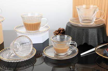 New trends tea glass and saucer set in 2025