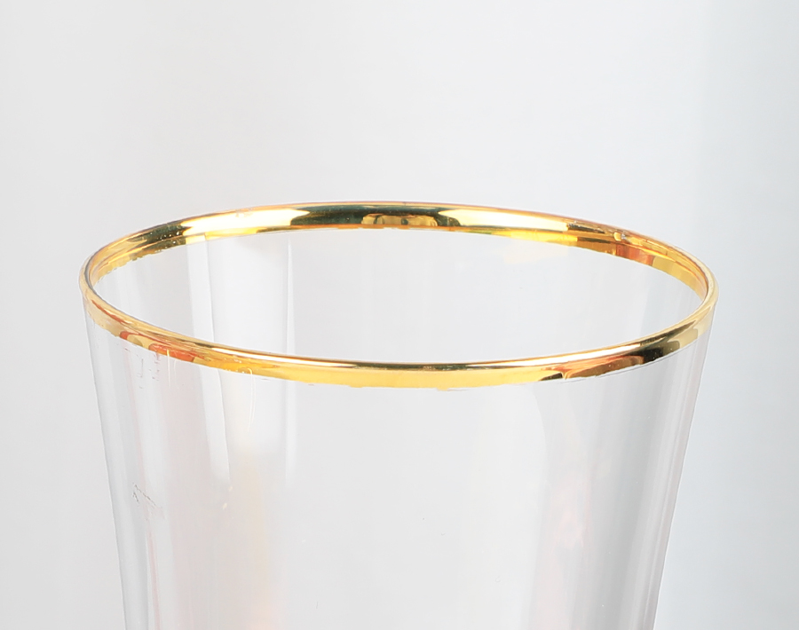 Spraying Color Drinking Glass Cup 420ml Glass Tumbler with Gold Rim