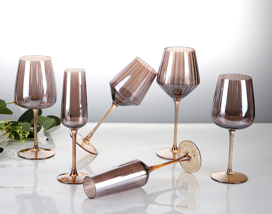 Luxury design glass stemware wine glass with ion-plating