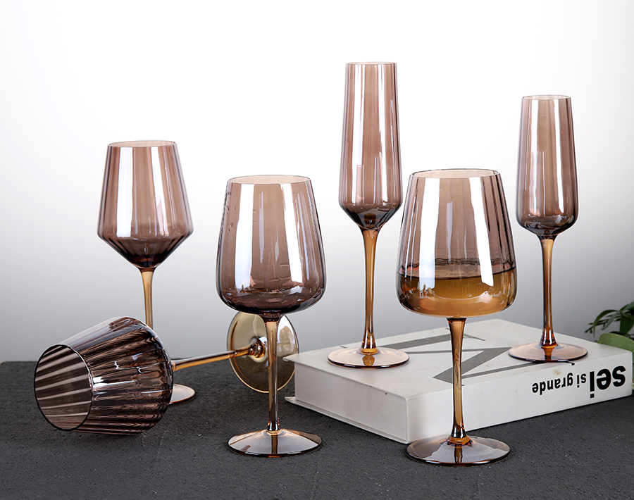 Luxury design glass stemware wine glass with ion-plating