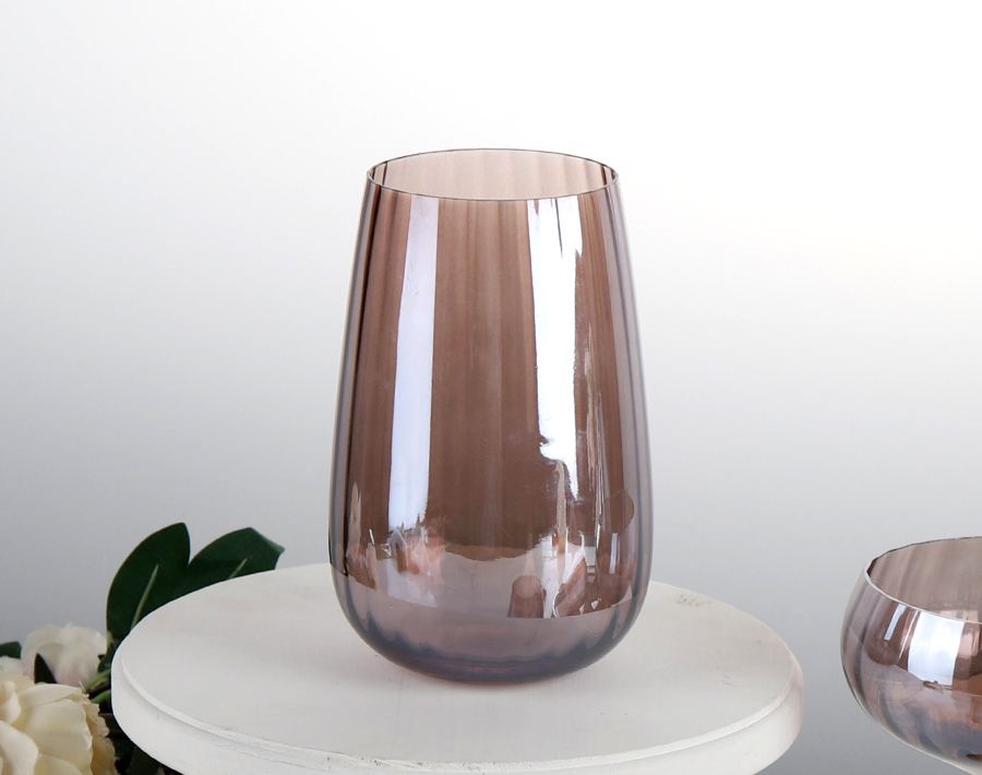 Glass steamware with sleek vertical ridges for gift